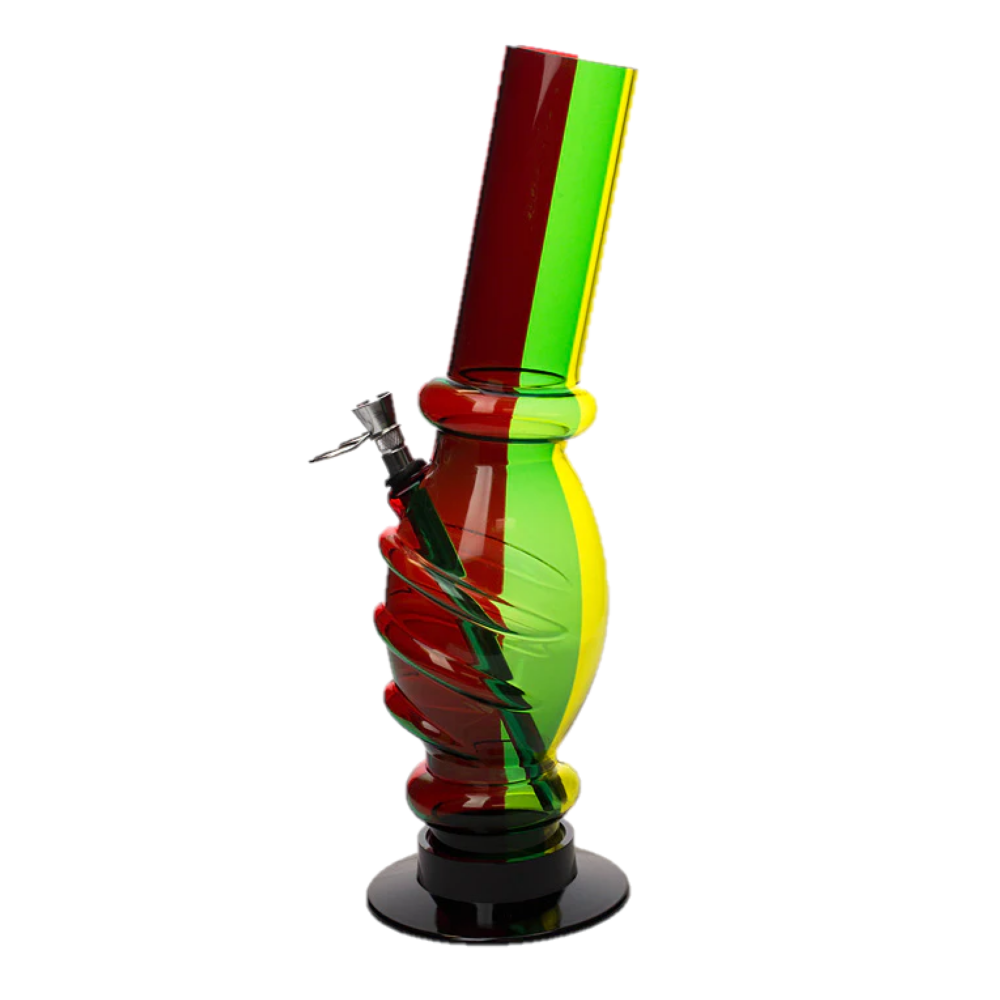 12 inch cheap rasta theme acrylic bog water pipe. Color are Red Green and Yellow 