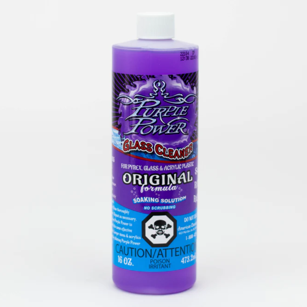 purple power bong glass and acrylic cleaner clean cleaning solution 16 ounces oz