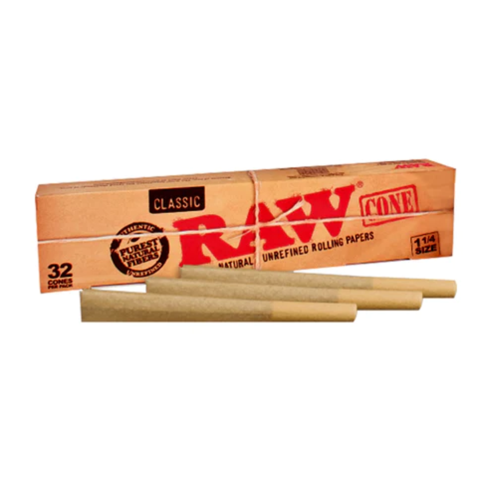 raw rolling papers pre roll cone inch and a quarter king size single wide classic organic black