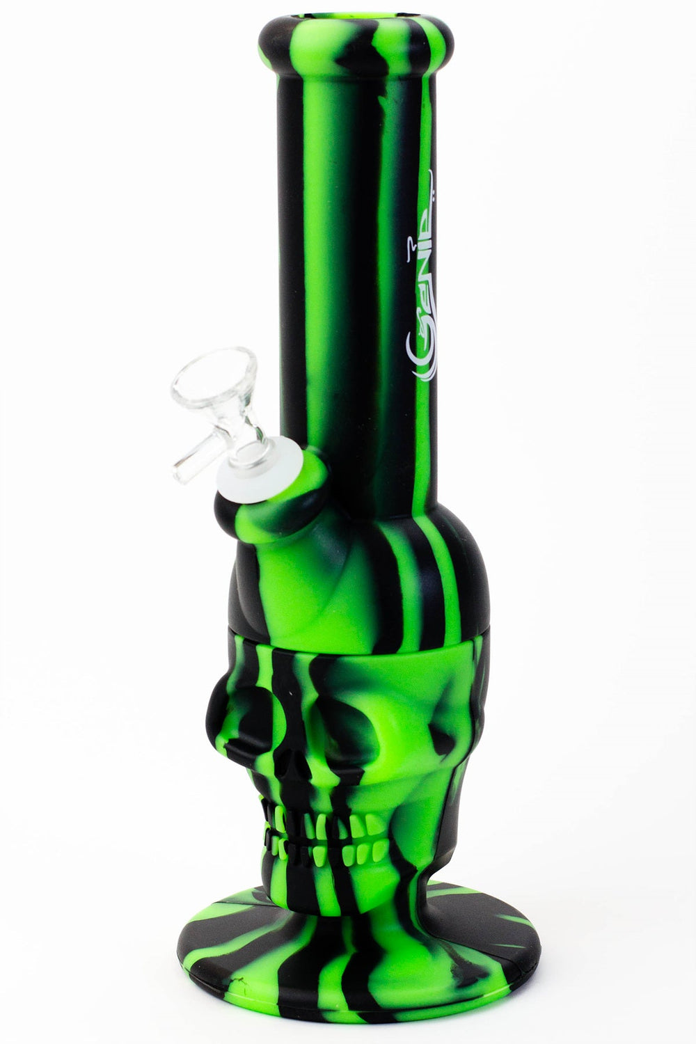 11 Genie Skull Silicone Bong detachable with glass accessories green and black