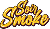 Soir Smoke logo. The color of the logo is yellow with pink lining as well as a black shadow. Font is an urban, graffiti style. 