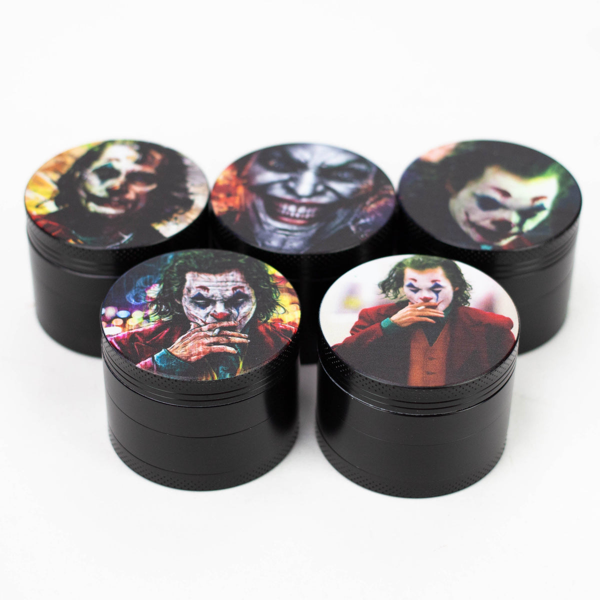 Assorted batman villain, Joker Herb Grinder mad from zinc alloy and has 4 parts with a stainless steel mess and scraper